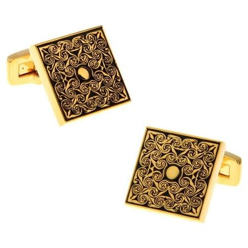 New Design Factory Price Retail Mens Cufflinks Copper Material Golden Square Rose Design Cuff Links Free Shipping