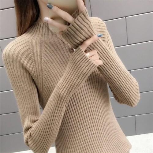 Autumn Winter New Half Turtleneck Sweater Women Korean Slim knitted Sweater Pullover Women Bottoming Shirt Ladies Sweaters Tide