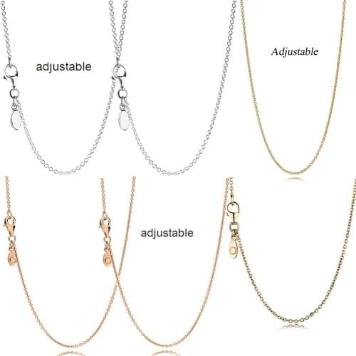 925 Silver Adjustable Flat Head Necklace Simple and Fashionable with Beaded Pendant Basic DIY Original Women Jewelry