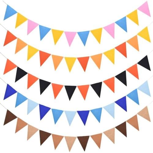 QH 8M 18Flags Colorful Felt Banner Garlands Birthday Bunting Pennant Baby Shower Wedding Garland Flags Party Decoration Supplies