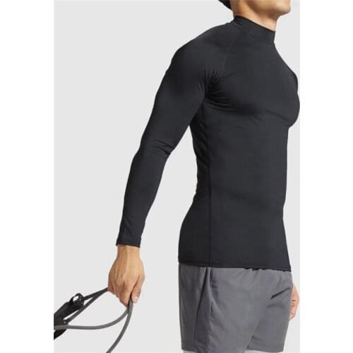 Running Turtleneck T-shirt Men Gym Sportswear Fitness Tight Long Sleeve Compression Shirt Jogging Quick Dry Exercise Clothing