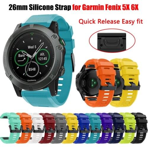 26MM Silicone Quick Release Watchband Strap for Garmin Fenix 6X Pro smartwatch Easyfit Wrist Band Strap For Fenix 3 3HR 5X Plus