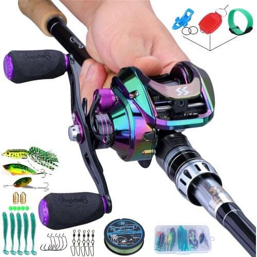Sougayilang Fishing Set 99% Carbon Baitcasting Reel Travel Fishing Rod Set with Full Kits for Carp Trout Bass Fishing