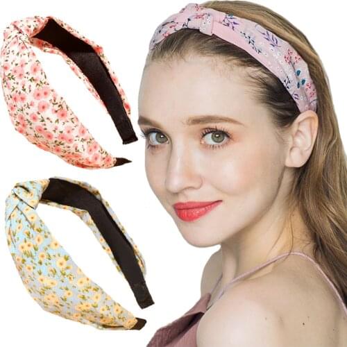 Wide Top Knot Hair Bands Hoop Bow For Women Hairband Flower Cloth Print Headband Bezel Girls Female Hair Accessories Headdress