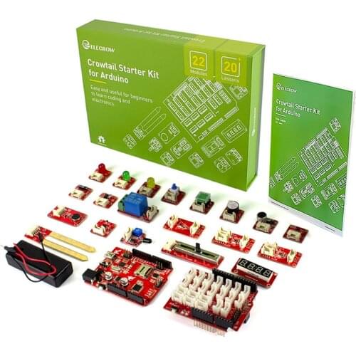 Elecrow Upgraded Version Crowtail Starter Kit for Arduino Electronic DIY Education Programming Learning Kit with 20 Lessons