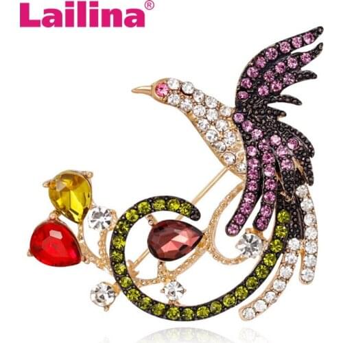 Rhinestone Phoenix Brooches for Women Bird Pins and Brooches Fashion Wedding Brooches
