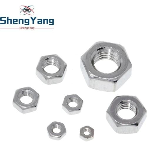 TZT 10pcs/lot Metric thread DIN934 M2 M2.5 M3 M4 M5 M6 M8 304 Stainless Steel Hex Nuts