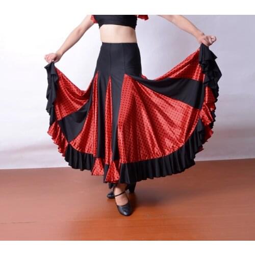 Exotic dance, Spanish dance, half skirt, big pendulum, mixed color, lotus leaf, practice skirt, F1302