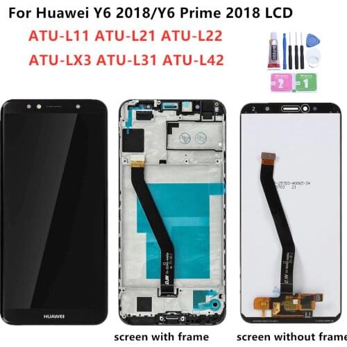 For Huawei Y6 2018 LCD Display Touch Screen ATU L11 L21 L22 LX1 LX3 L31 L42 For Huawei Y6 Prime 2018 LCD Screen With Frame