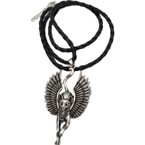 1 Amulet Jewelry Cat Bastet Necklace Ancient Egyptian Bastet Statue Egyptian Sphinx Black Cat Bastet Pendant Egypt Cat With Wing