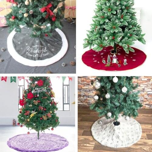 1pc White Plush Christmas Tree Skirts 2020 Fur Carpet Merry Christmas Decoration for Home 2021 Xmas Tree Skirts