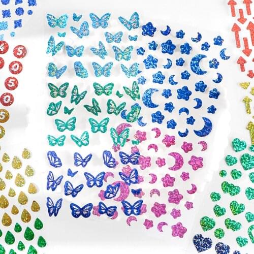 1 Piece Color Glittering Series Decorative PET Laser Stickers,Scrapbooking Stick Tag, Diary Stationery,Rainbow Sticker for Album