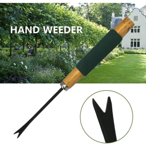 1PC Hand Weeder Wood Handle Weeding Fork Hand Weeder Garden Grass Digging Puller Tools Gardening Accessories