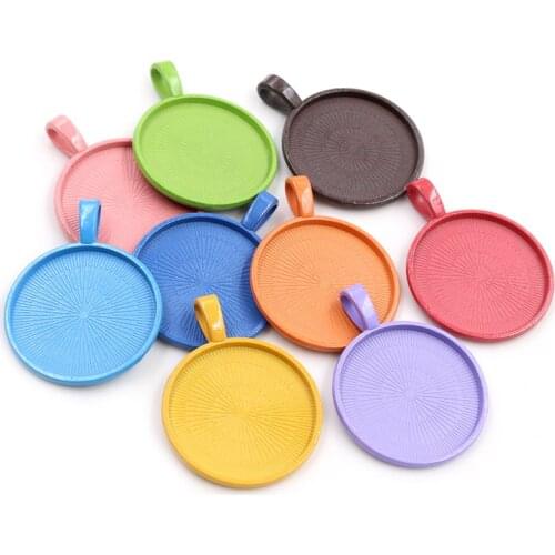 10pcs/lot 25mm 9 colors Cabochon Pendant Trays Round Bezel Blanks for Necklace DIY Jewelry Making Fits 25mm Glass Cabochon