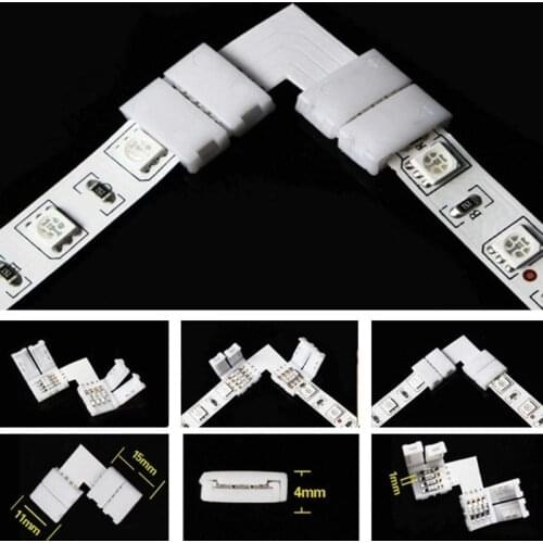10Pcs 10mm 4 Pin L Shape LED- Strip Corner Connectors 90 Degree for 10mm 5050 RGB-Strip Lights 90° Angle Conncet