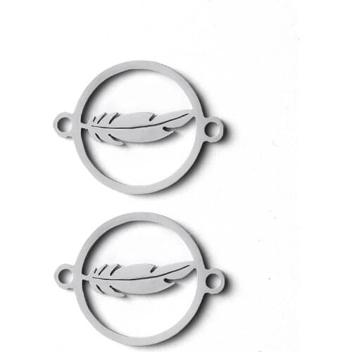Feather Component Stainless Steel Connectors Jewelry Diy Bracelet Findings Accessories 30 Pcs/lot