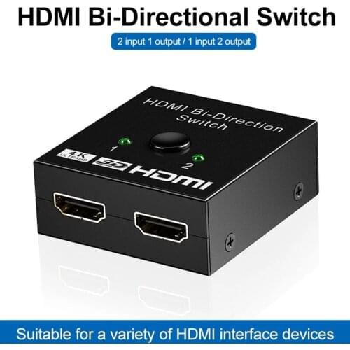 4Kx2K Switcher UHD 2 Ports Bi-Directional Manual 2x1 1x2 HDMI-compatible AB Switch HDCP Supports FHD Ultra 1080P for Projector