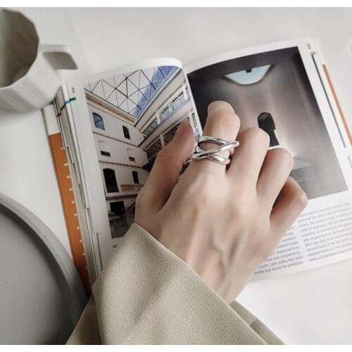 925 Sterling Silver Mutil-layer Twist Thai Silver Color Ring For Women Opening Size Ring Fashion Simple Jewelry Gifts S-R620