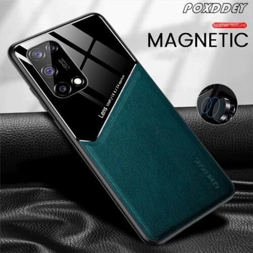 Car Magnetic Plexiglass Leather Phone Case for Oppo A74 A94 A52 A31 A53 A9 2020 Realme GT NEO XT 6 7 8 Pro C11 C15 C20 C21 Cover