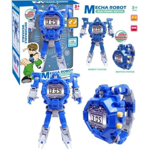 Deformation Robot Watch Children Electronic Wristwatch Robots Transformation Creative Cartoon Figures Toys Kids Gift