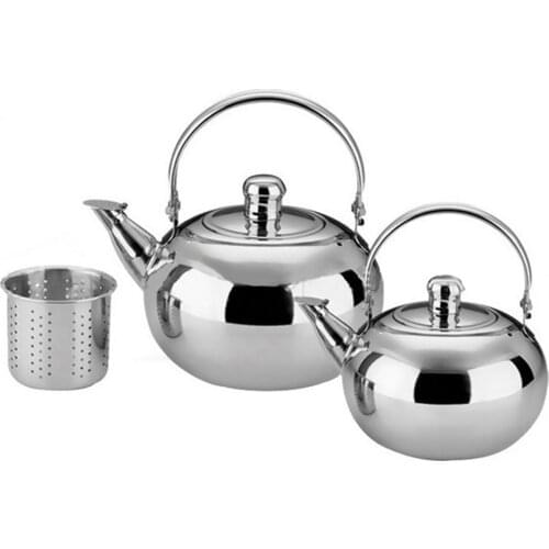 1/1.5./2L Stainless Steel Teapot Coffee Pot Kettle With Tea Leaf Infuser Filter Coffee Maker Large Capacity Kung Fu Tea Normal