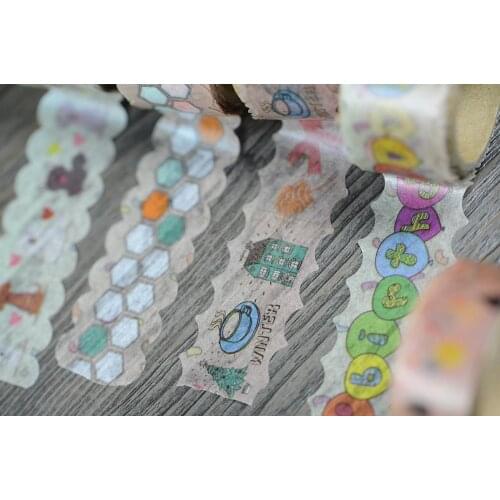 12Designs (Accept Select ) Japanese Washi Decorative Adhesive Tape Multicolor Carton pattern DIY Masking Paper Tape Wholesale