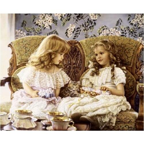 Oneroom Childrens room Cute Girl Child Needlework,Cross stitch Handmade 14CT Canvas DIY,DMC,Cross-stitch kits,For Embroidery