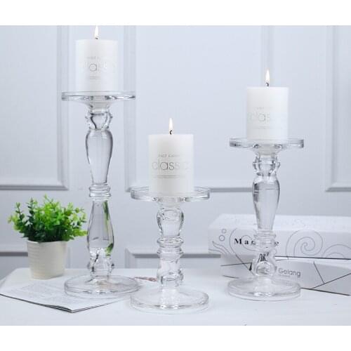 European Transparent Crystal Glass Candle Holder Romantic Wedding Centerpieces Tables Coffee Decor Candelabra Home Decoration