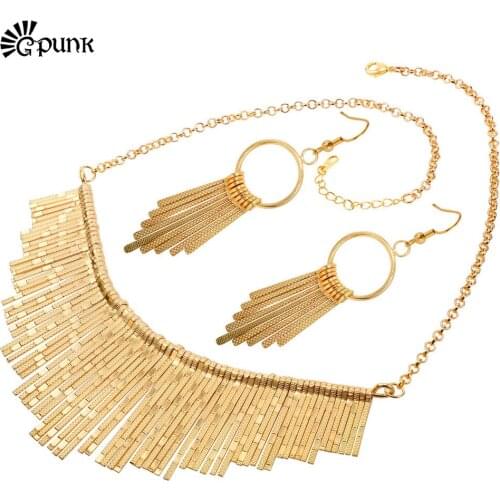 G Punk Jewelry Set For Women Long Dangle Drop Earrings Charm Necklace Jewelry Set Wholesale Party Accessories Jewelry S1863G