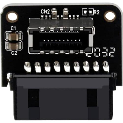 Computer Case Converter Anti-interference 90 Degree USB 3.0 19P to Type-E 20P Chassis Front Converter for Expansion Card