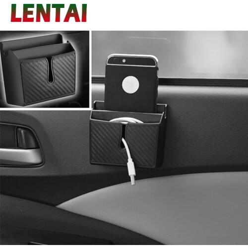 LENTAI For Ford focus 2 3 mk2 fiesta ranger mondeo mk4 Audi a3 a4 b6 Infiniti 1PC Carbon Fiber Car Organizer Box Stowing Tidying