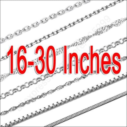 Smaple 10Pcs 16-30" Mix 10 Style Genuine 925 Sterling Silver Jewelry Snake ROLO Figaro Necklace Chains With Lobster Clasps