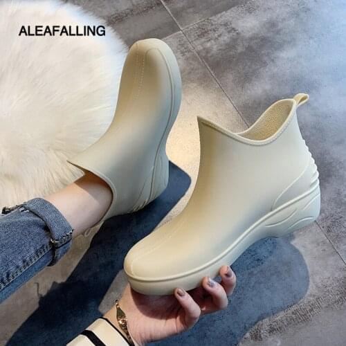 Fashion rain shoes womens short rain boots anti-skip water shoes low top water boots antiskid car wash vegetable kitchen shoes