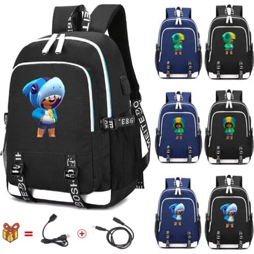 2020 Fashion Canvas for School Boys Girls Backpack New USB Charge Student Bags Men Travel Laptop Bag Popular Game BRAW-L STAT-S