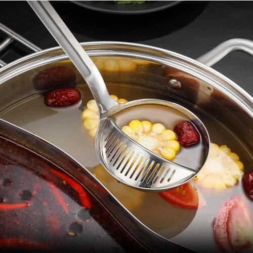 Colander Set Double-Use Removable Stainless Steel Cookware Serving Spoon Cooking Utensil Colander for Kitchen