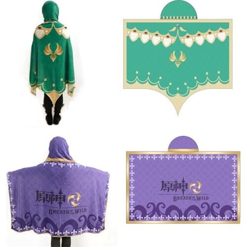 Game Accessories Genshin Impact Warm Coat Cape Blanket Keqing Barbatos Cospaly Costume Cloak Hoodies Flannel Easy Wear