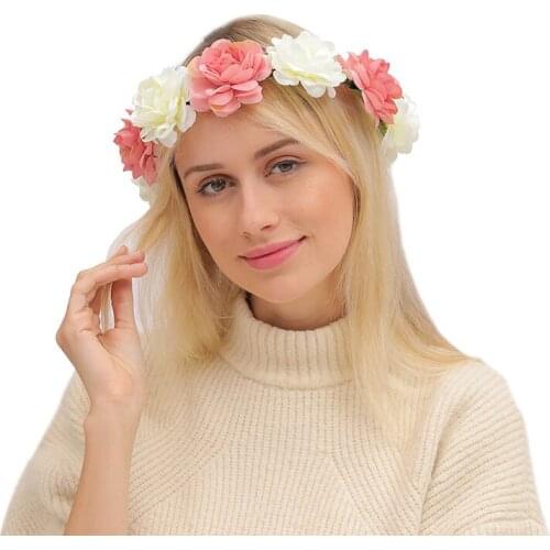 Best selling flower headdress casual beach wind rose flower headband bridal wreath headband