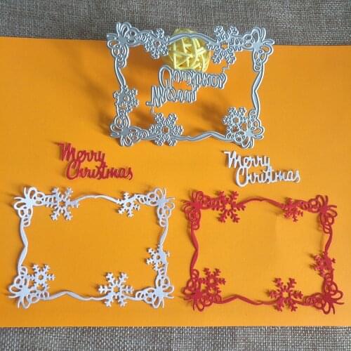 Merry Christmas snowflake photo frame metal cutting die, DIY scrapbook, card, photo album decoration, embossing crafts