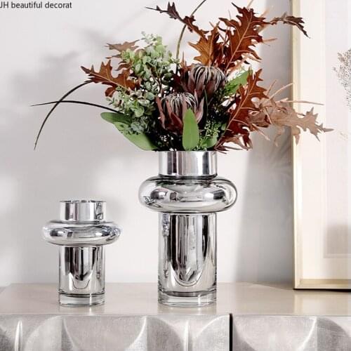 Nordic Electroplating Glass Vase Decoration Flower Arrangement Flower Modern Dried Flower Living Room Home Decoration Crafts