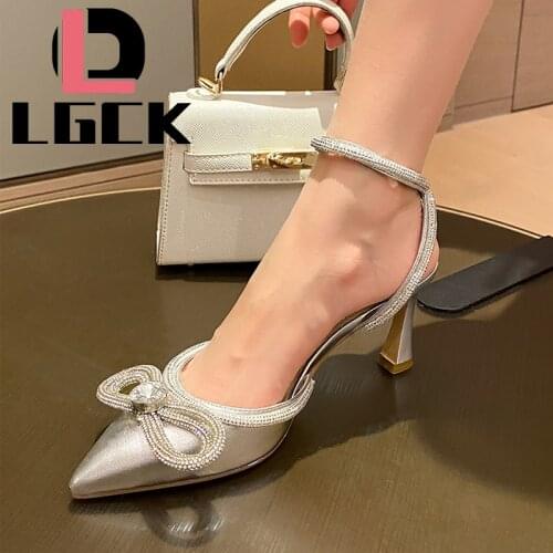 Peep Toe Women Pumps Women Sandals Shoes Sexy Shining String Chain High Heels Sandals Summer Party Dress Shoes Buckles Pumps