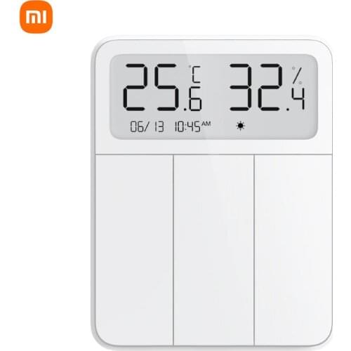 100% Xiaomi Mijia Smart Wall Switch Light Remote Control Wireless 3 Key Switchs with temperature and humidity LCD digital screen