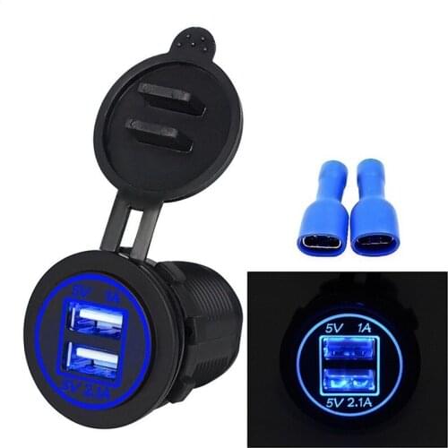1pc Universal Cigarette Lighter Car Charger USB Vehicle DC12V-32V Waterproof Dual USB Charger 2 Ports Power Socket 5V 3.1A