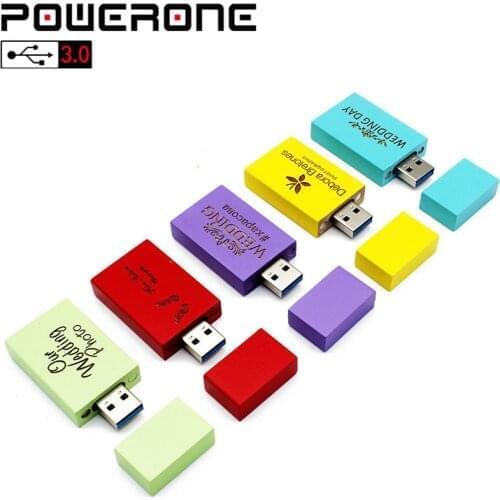 POWERONE USB 3.0 ( 1 PCS free LOGO) wood USB flash drive Pendrive 4GB 16GB 32GB 64GB memory stick Photography Wedding gift