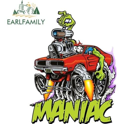 EARLFAMILY 13cm x 10cm Vinyl Car Stickers for Rat Fink Decal Cartoon Refrigerator Vehicle Decor Waterproof Car Door Protector