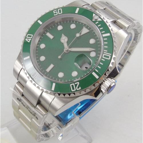 40mm Green Sterile Dial Sapphire Glass Date Bracelet Ceramic Bezel NH35A MIYOTA 8215 Automatic Movement Mens Watch