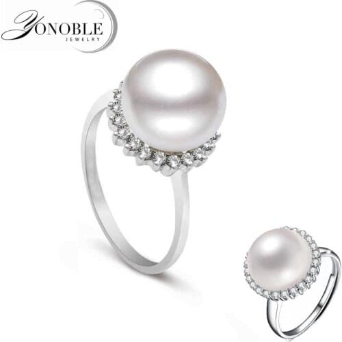 Wedding rings pair bridal Natural pearl rings silver 925,white genuine lady pearl ring engagement women wedding wife gift anillo