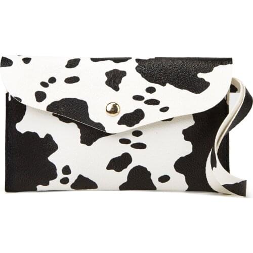 Female Change Purse, Woman Lady Portable Cow Grain Pattern Print Long Wallet Storage Bag for Coins Cash Keys