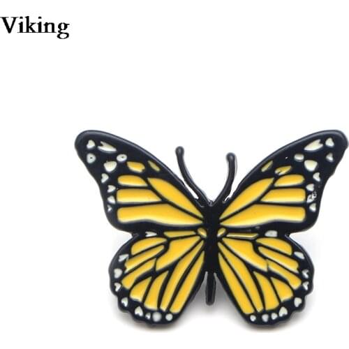 1Pcs Cartoon Butterfly Badges Yellow Enamel Brooches Alloy Metal Pin Clothes Hat Collar Pins Cute Brooches For Women Girls G0383
