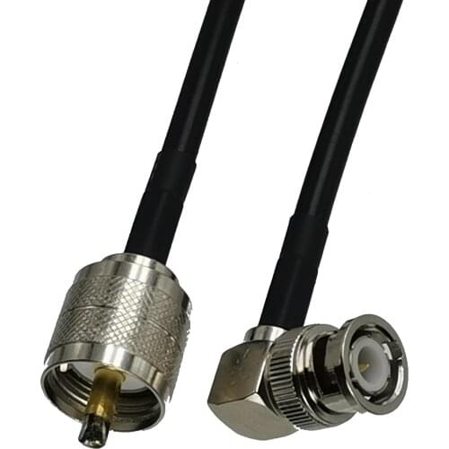 1pcs RG58 UHF PL259 Male Plug to BNC Male Plug Right Angle RF Coaxial Connector Pigtail Jumper Cable New 6inch~5M