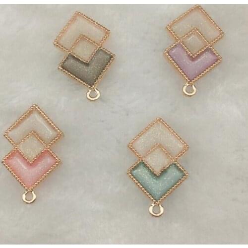 10pcs 27x16mm enamel rhombus square shape geometric design charms ornament bracelet pendants for necklace earring jewelry making